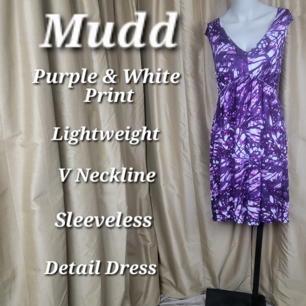 Mudd Vivid Purple & White Print Dress Size M